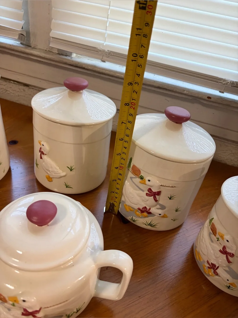 Vintage Country Goose Ceramic Canister Set with Teapot - 13 Pc